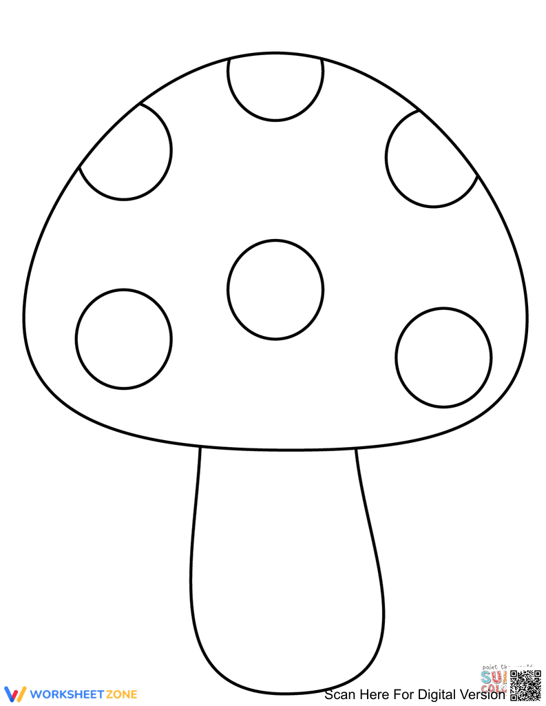 Simple Mushroom Coloring Page | Essential Grade K-5 - Page 1