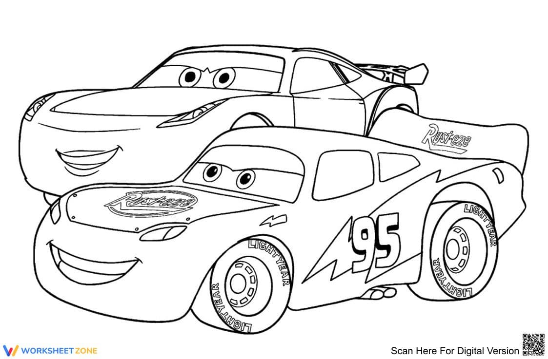 Lightning Mcqueen and Jackson Storm Coloring - Page 1