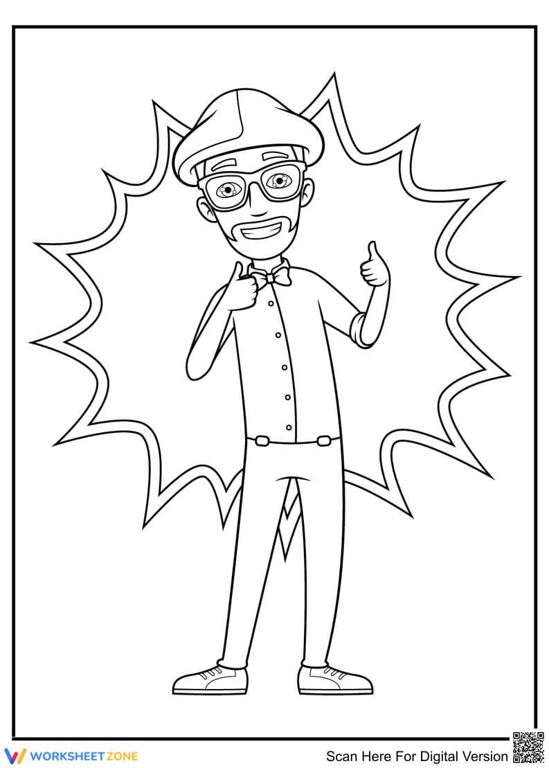 Supportive Blippi Coloring Page | Essential K-5 Printable - Page 1