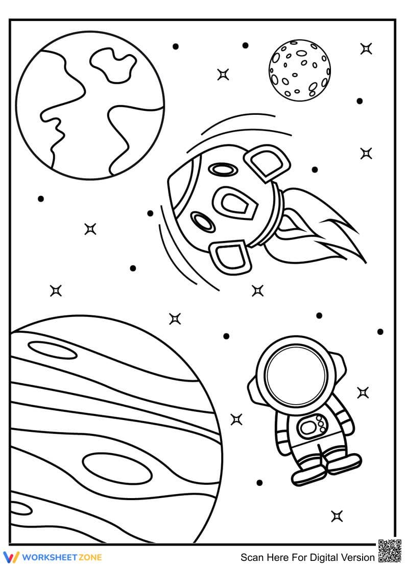 Astronaut at Outer Space Worksheet - Page 1