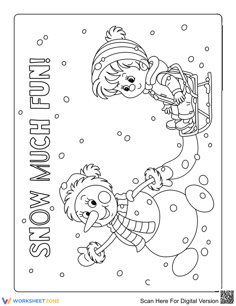 Snow Much Fun Coloring Page | Essential Winter Activity - Page 1