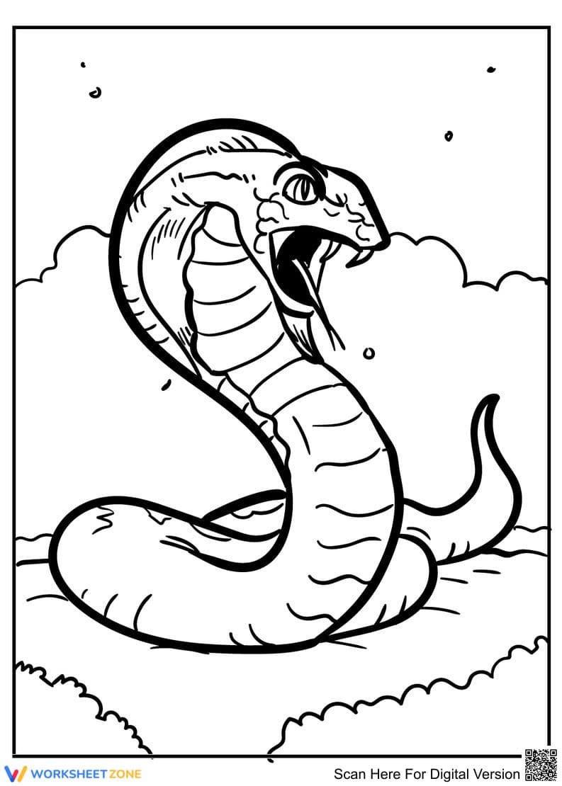 Angry Snake Coloring Page | Printable Grade K-5 - Page 1