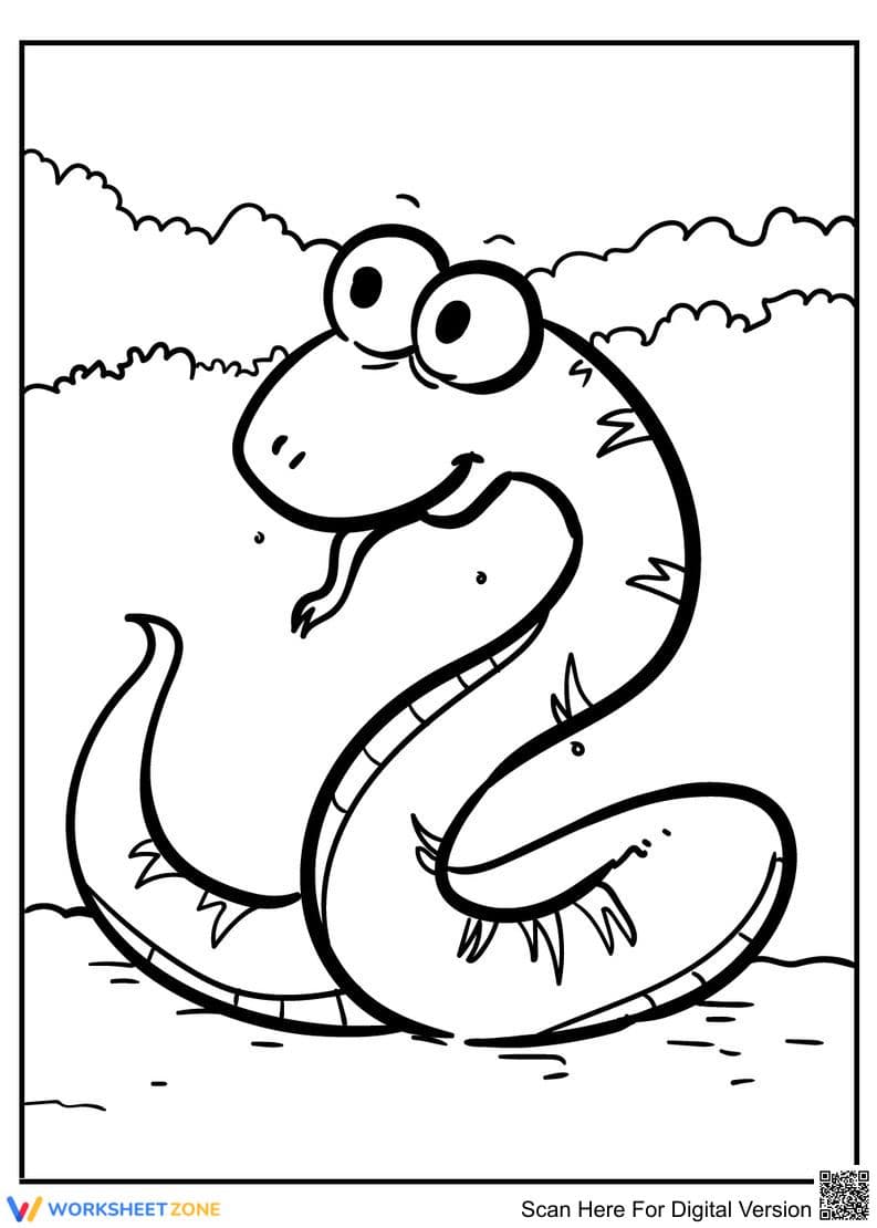 Cute Snake Coloring Page for Kids - Animal Fun - Page 1