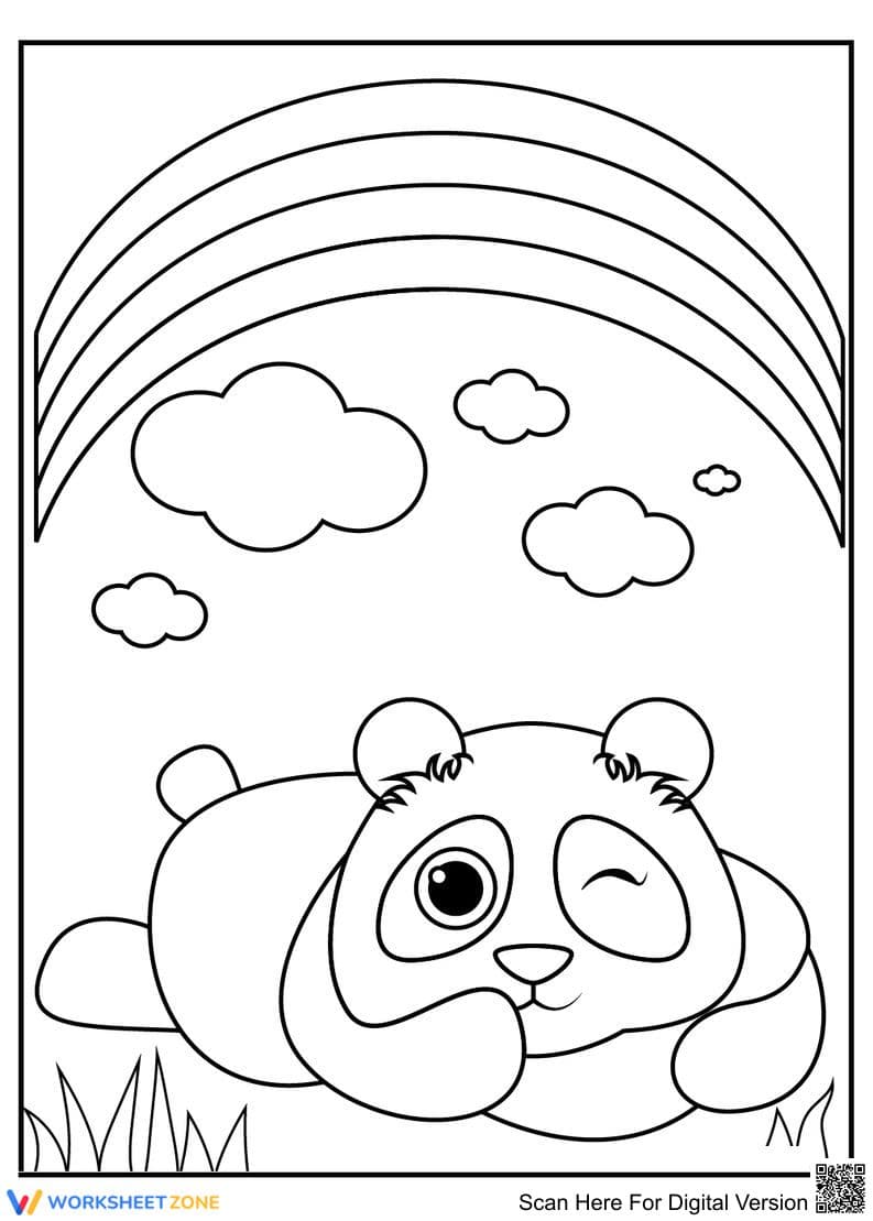 Panda and the Rainbow Coloring Page | Essential Printable - Page 1
