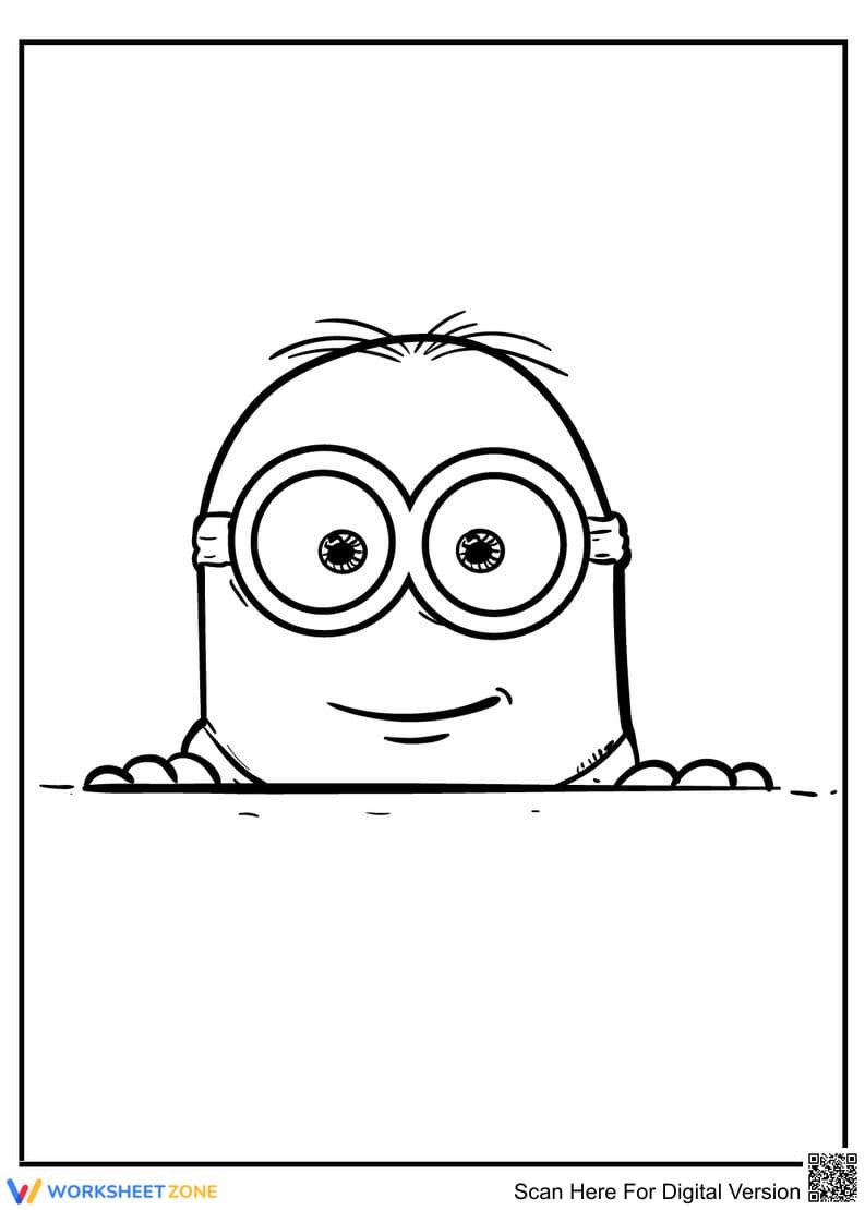 Happy Minion Coloring Page | Printable Grade K-5 - Page 1