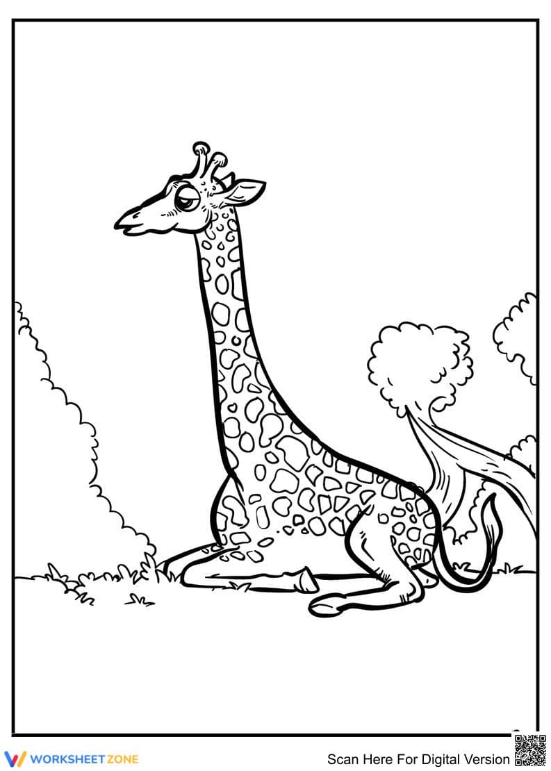 Sitting Giraffe Illustration Worksheet - Page 1