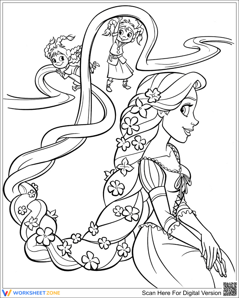 Printable Rapunzel Coloring Page | Grade K-2 Arts - Page 1