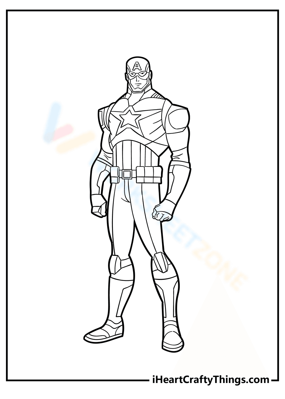 Strong Captain America Illustration Worksheet - Page 1