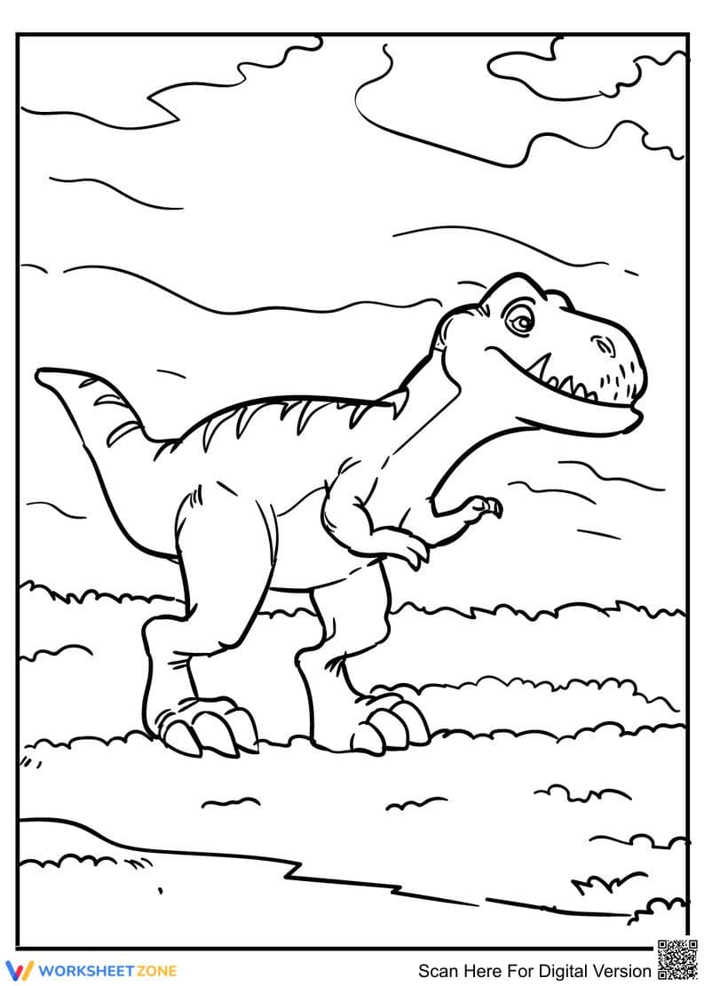 Friendly T-Rex Illustration Worksheet - Page 1