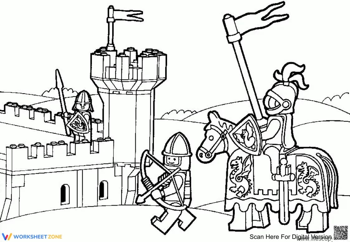 LEGO Knights Coloring Page: Castle Adventure - Page 1