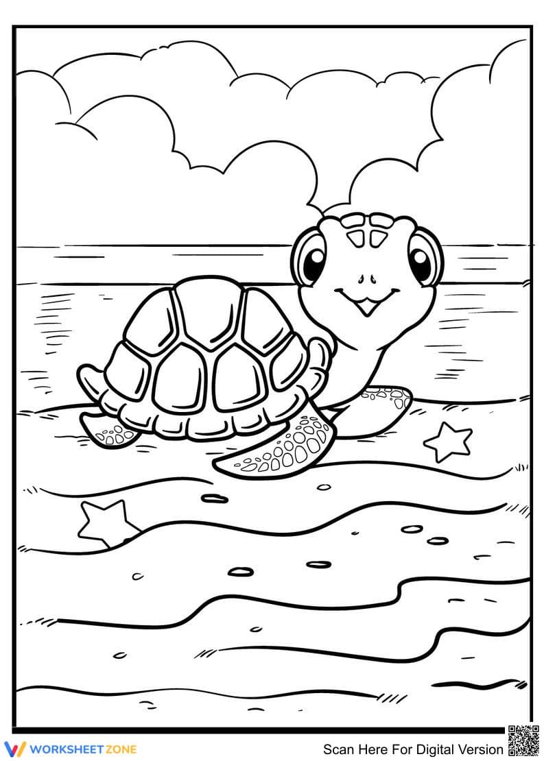 Baby Turtle Coloring Page | Essential Grade K-5 Art - Page 1