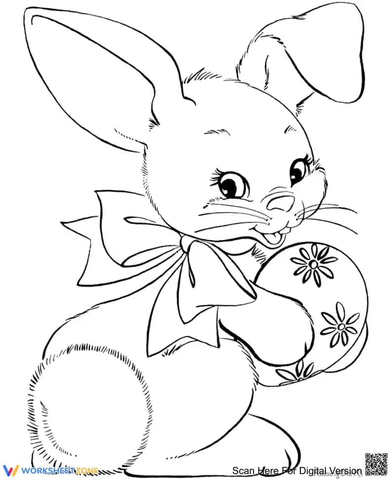 Bunny and Easter Egg Coloring Page | Essential Printable - Page 1