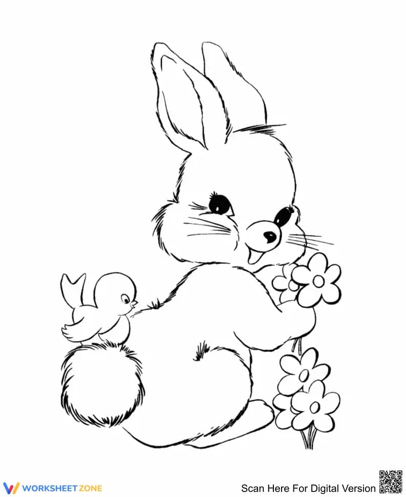 Bunny Coloring Page | Grade K-5 Printable Worksheet - Page 1