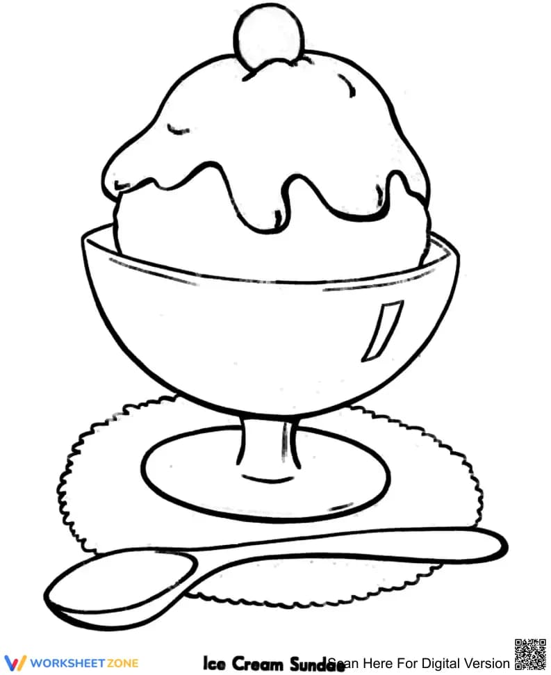 Ice Cream Sundae Coloring Sheet - Page 1