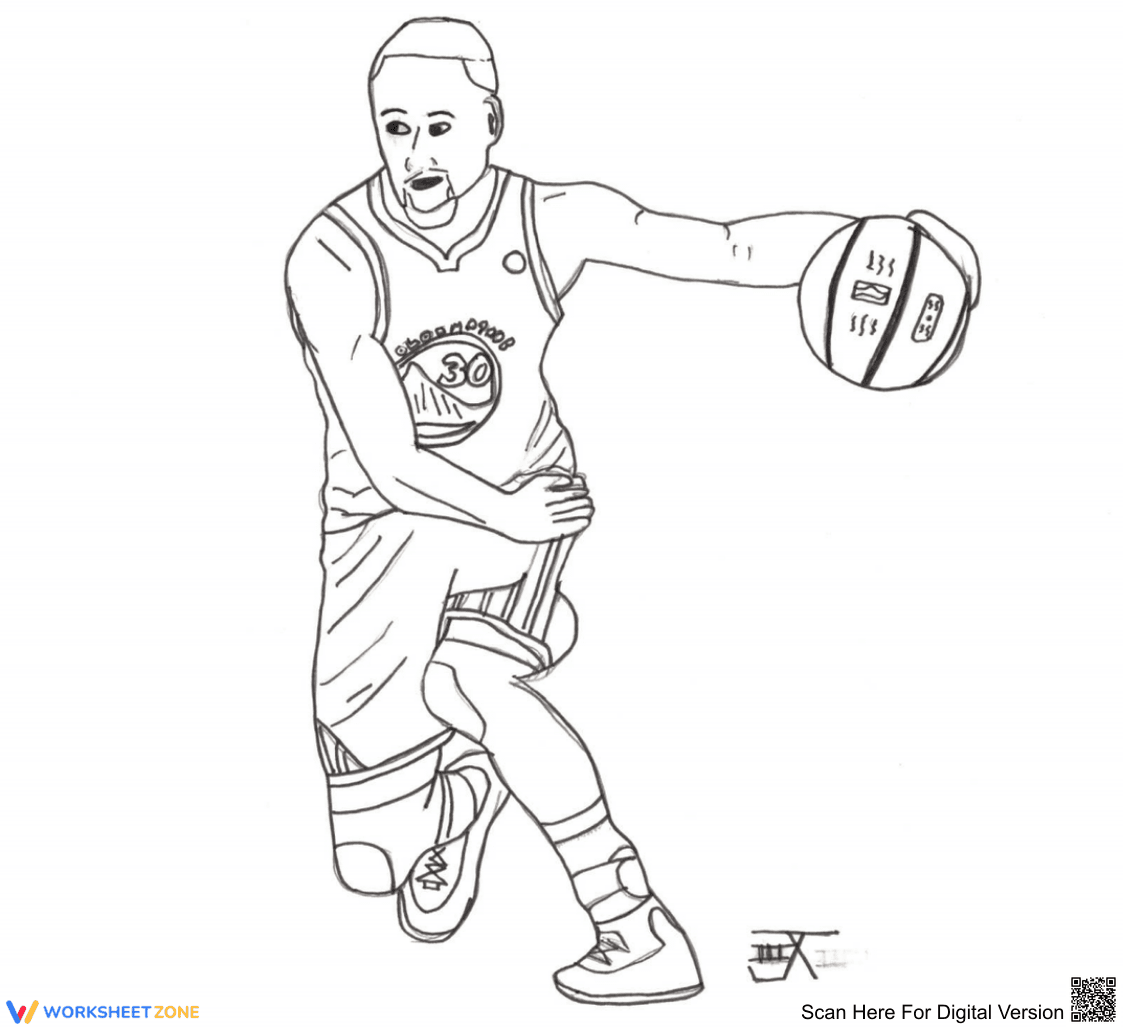 Stephen Curry Coloring Page | Essential Grade K-5 Art - Page 1