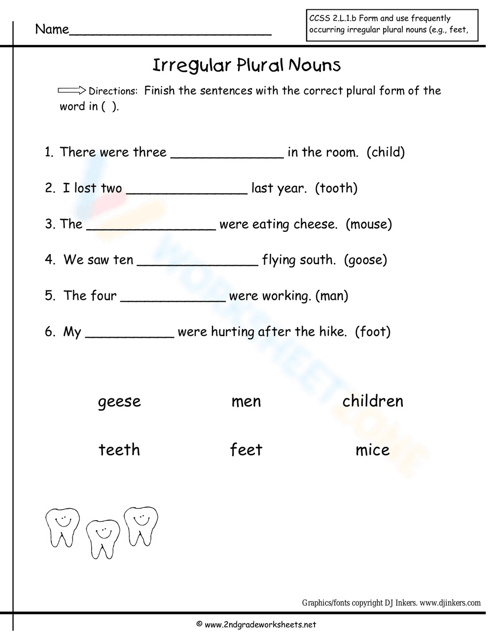Irregular Plural Nouns Worksheet - Page 1
