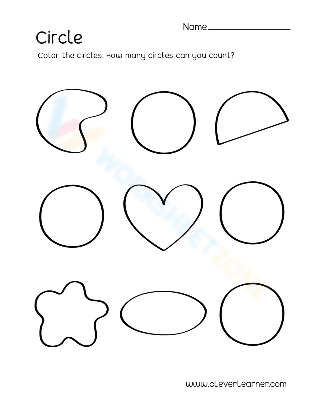 Circle Shape Identification Worksheet - Page 1