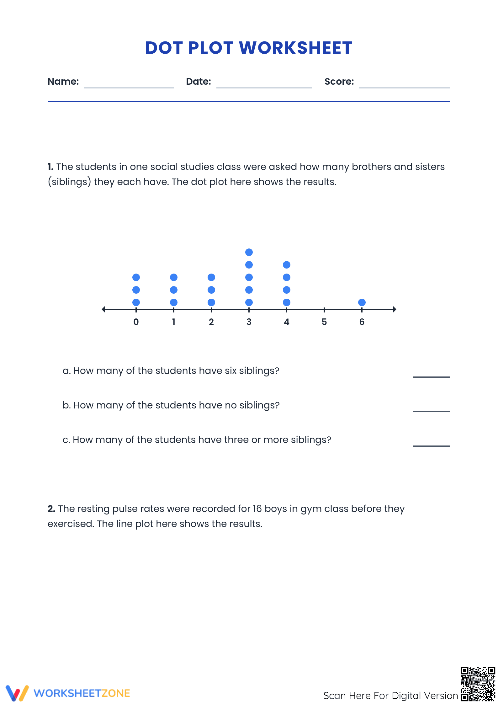 Printable Dot Plot Worksheet | Grade 6 Math Aligned - Page 1