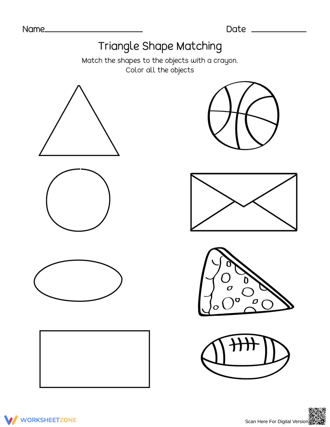 Triangle Shape Matching Worksheet - Page 1