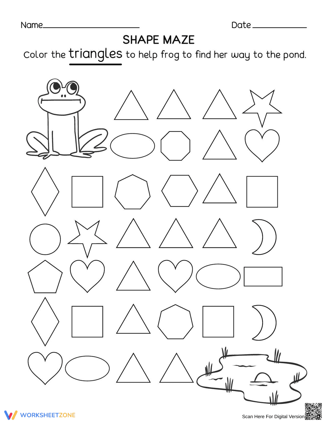 Navigate the Shape Maze Worksheet - Page 1
