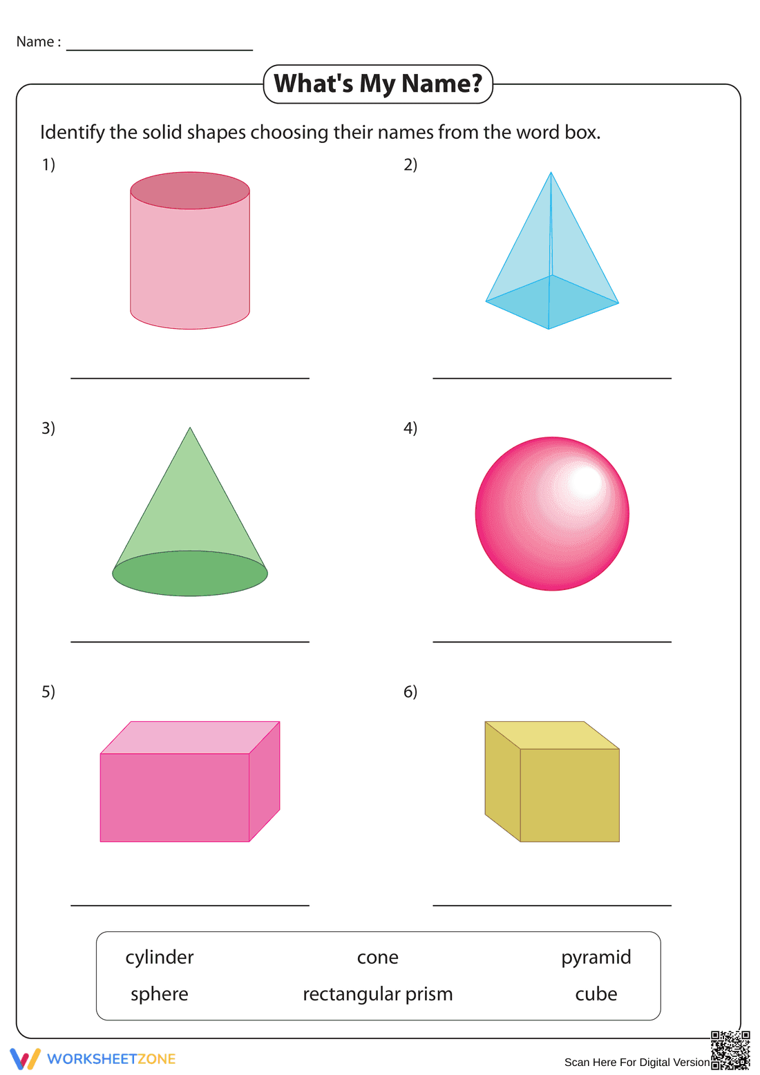 Worksheet on Name Recognition - Page 1
