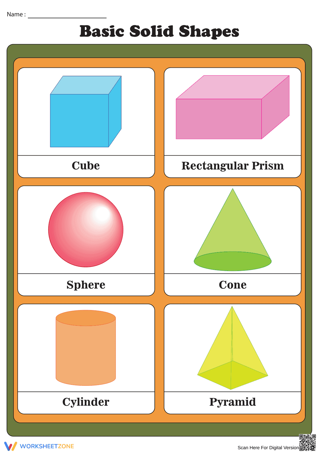 Learn Basic Solid Shapes Worksheet - Page 1