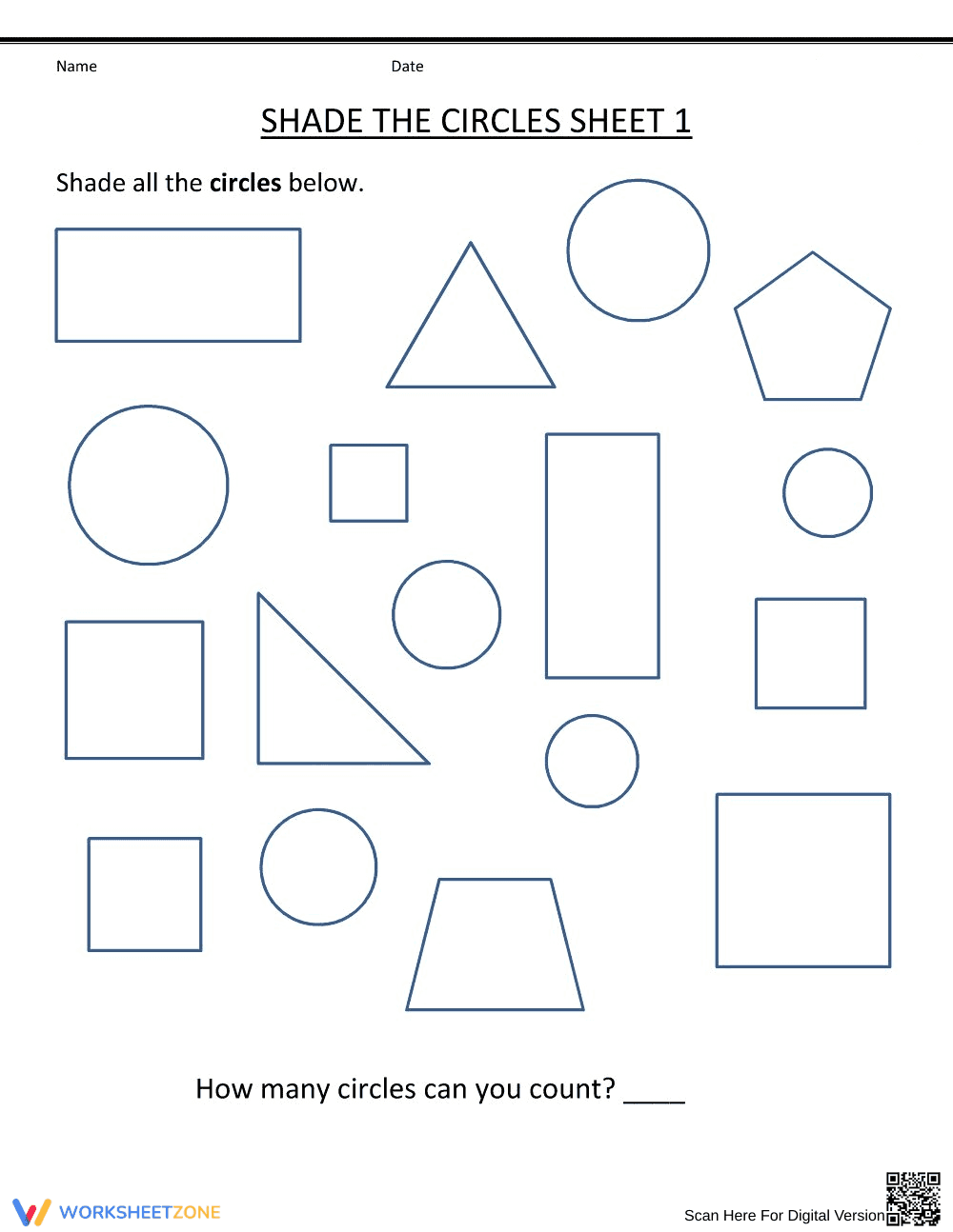 Shade the Circles Worksheet - Page 1