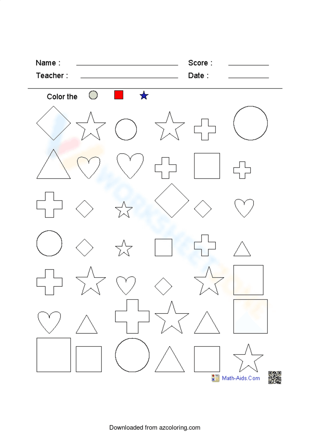 Color by Shapes Worksheet 1 - Page 1
