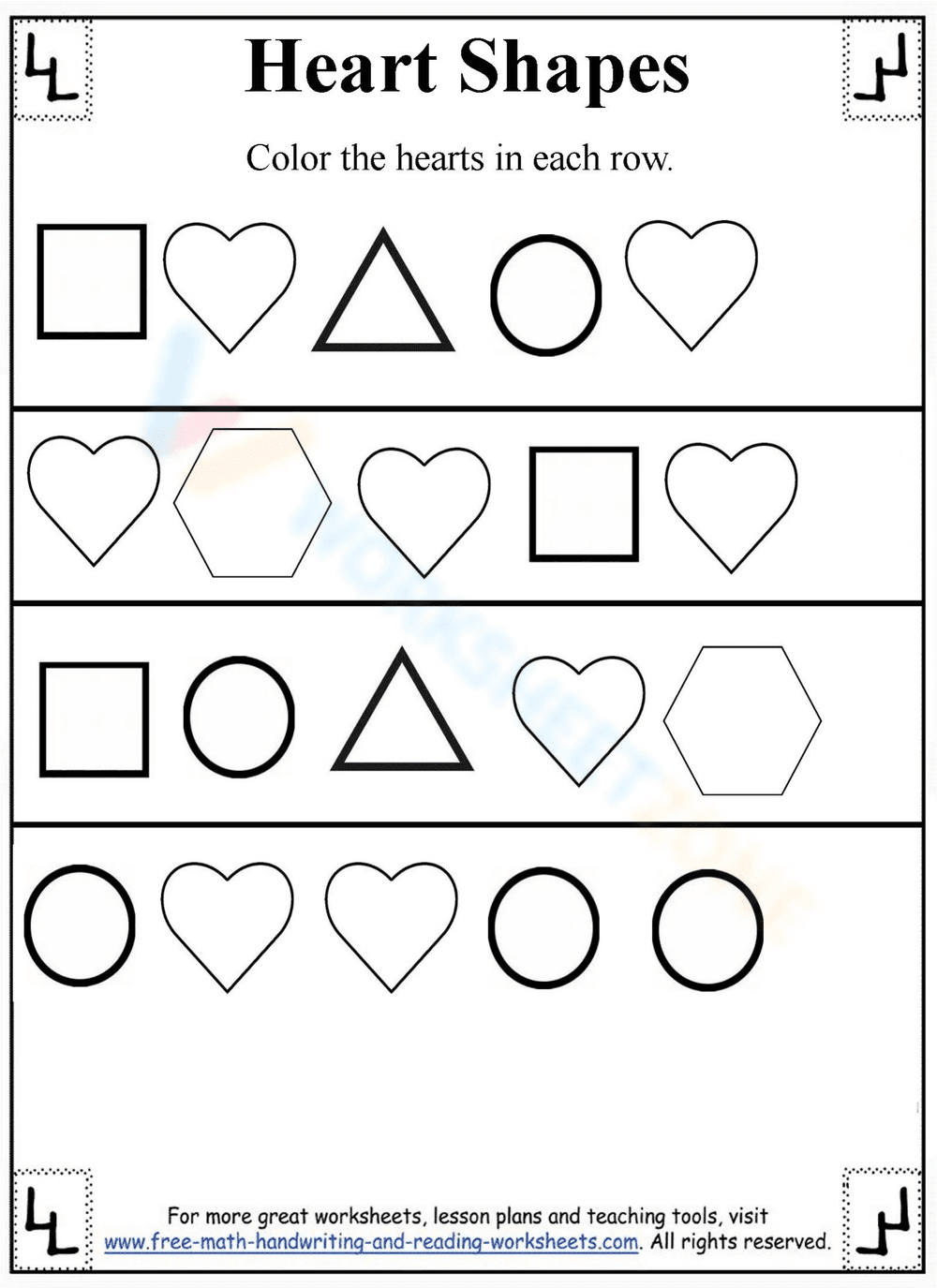 Heart Shapes Worksheet Activity - Page 1