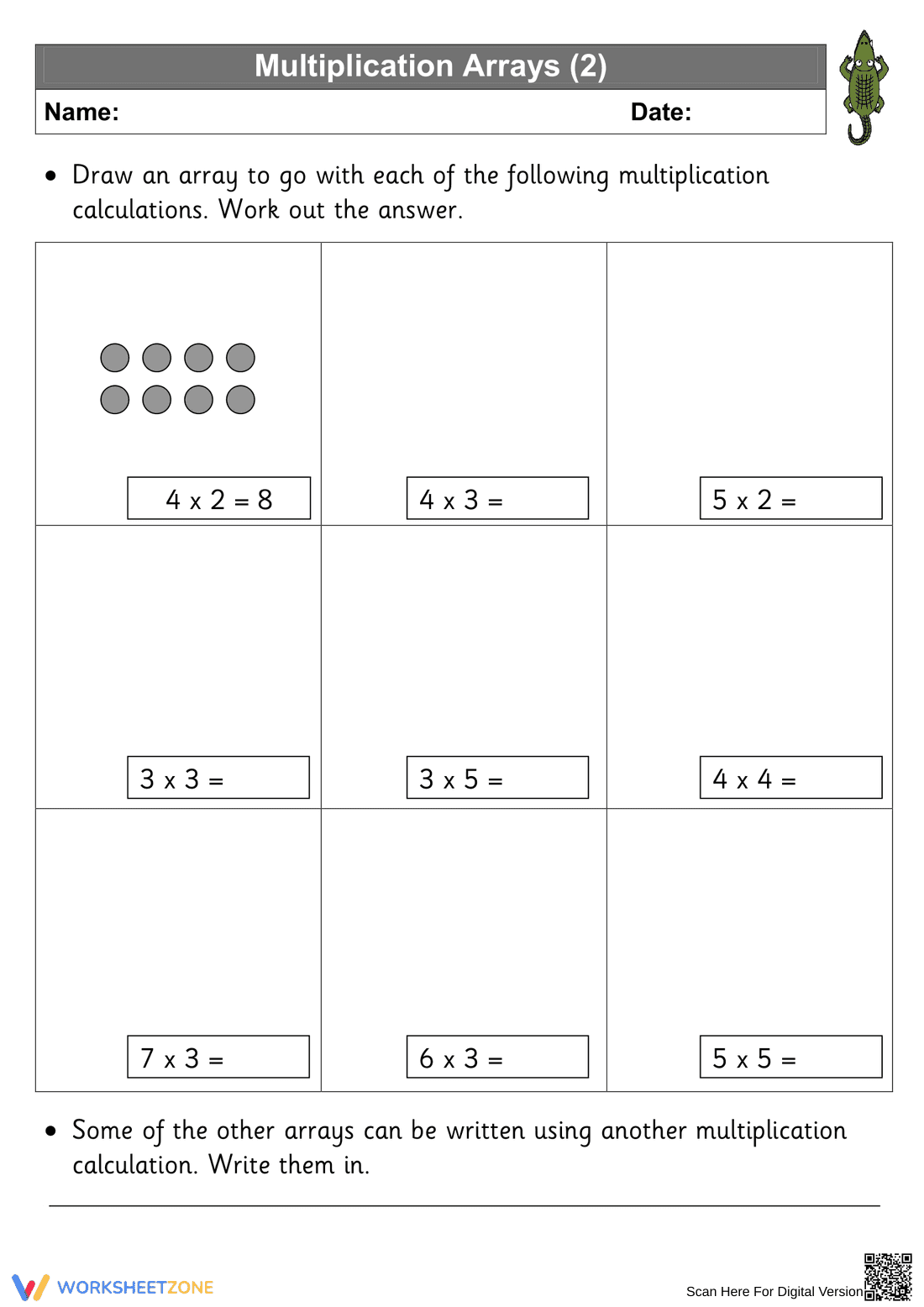 More Multiplication Arrays Practice - Page 1