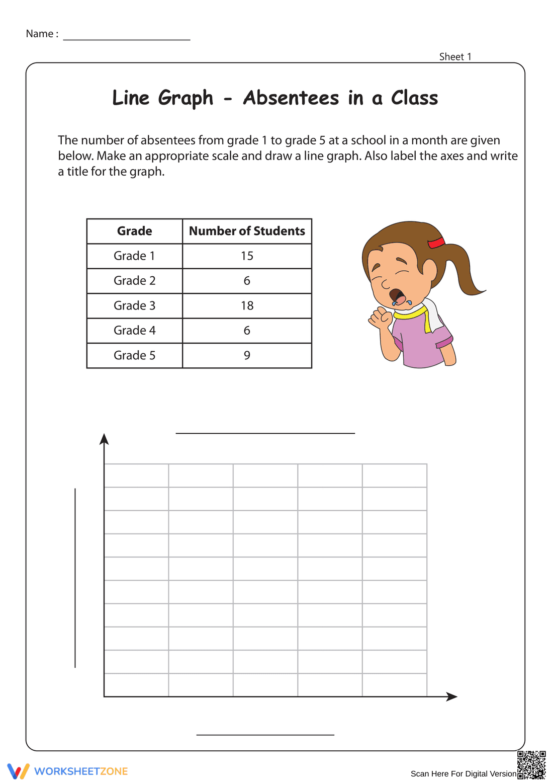 Line Graph - Absentees in a class - Page 1