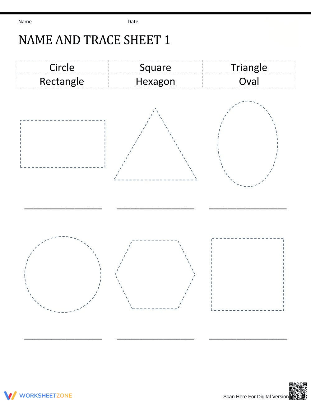 Name and Trace Writing Practice Sheet - Page 1