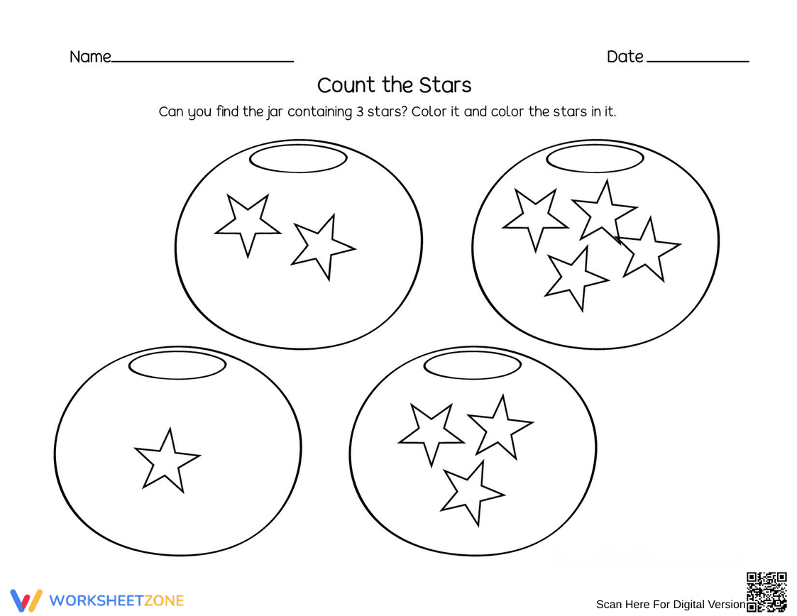 Count the Stars Worksheet Practice - Page 1