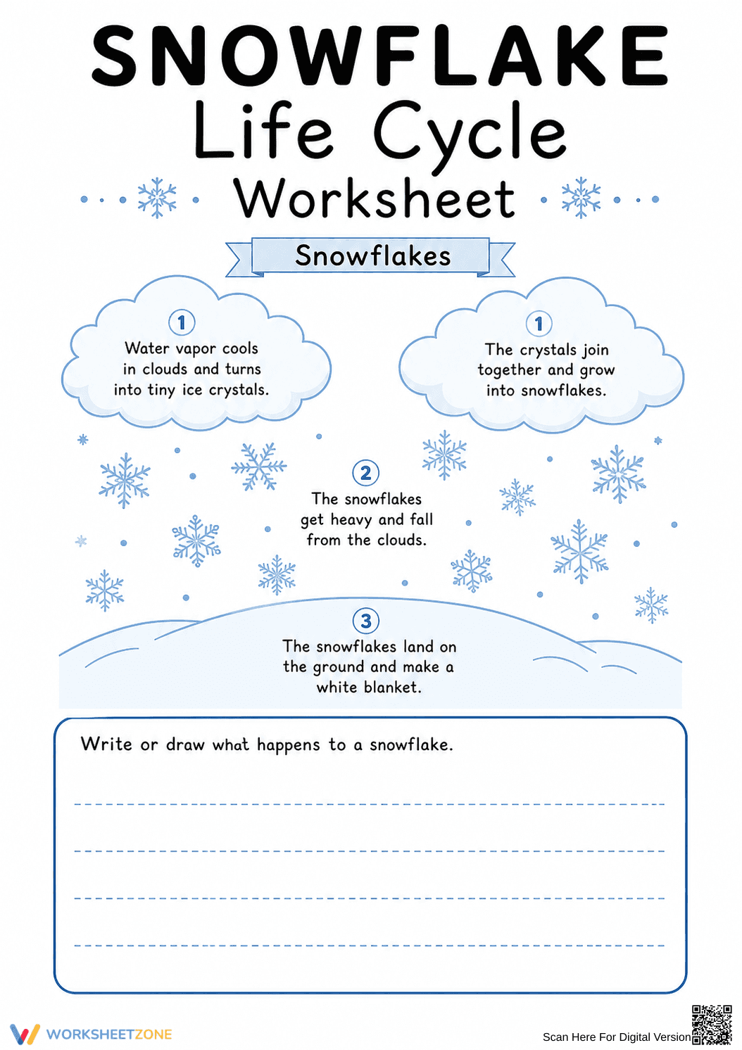 Snowflake Life Cycle Worksheet | Essential Grade 2 Science - Page 1