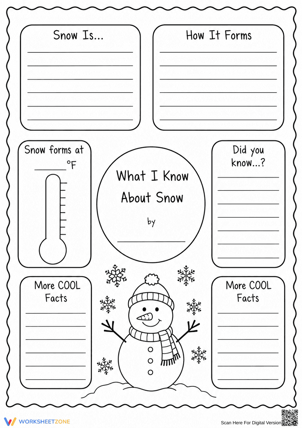 Grade 2 Snow Facts — Printable No-Prep Worksheet - Page 1