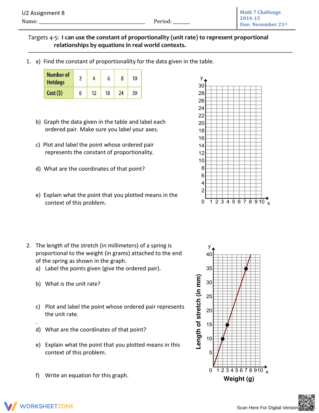 Interpreting Graphs of Proportional Relationships - Page 1