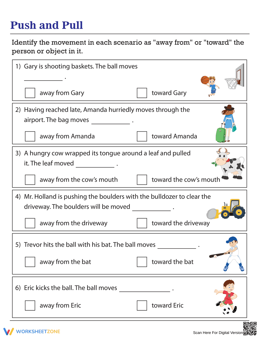 Push and Pull Changes in Direction Worksheet - Page 1