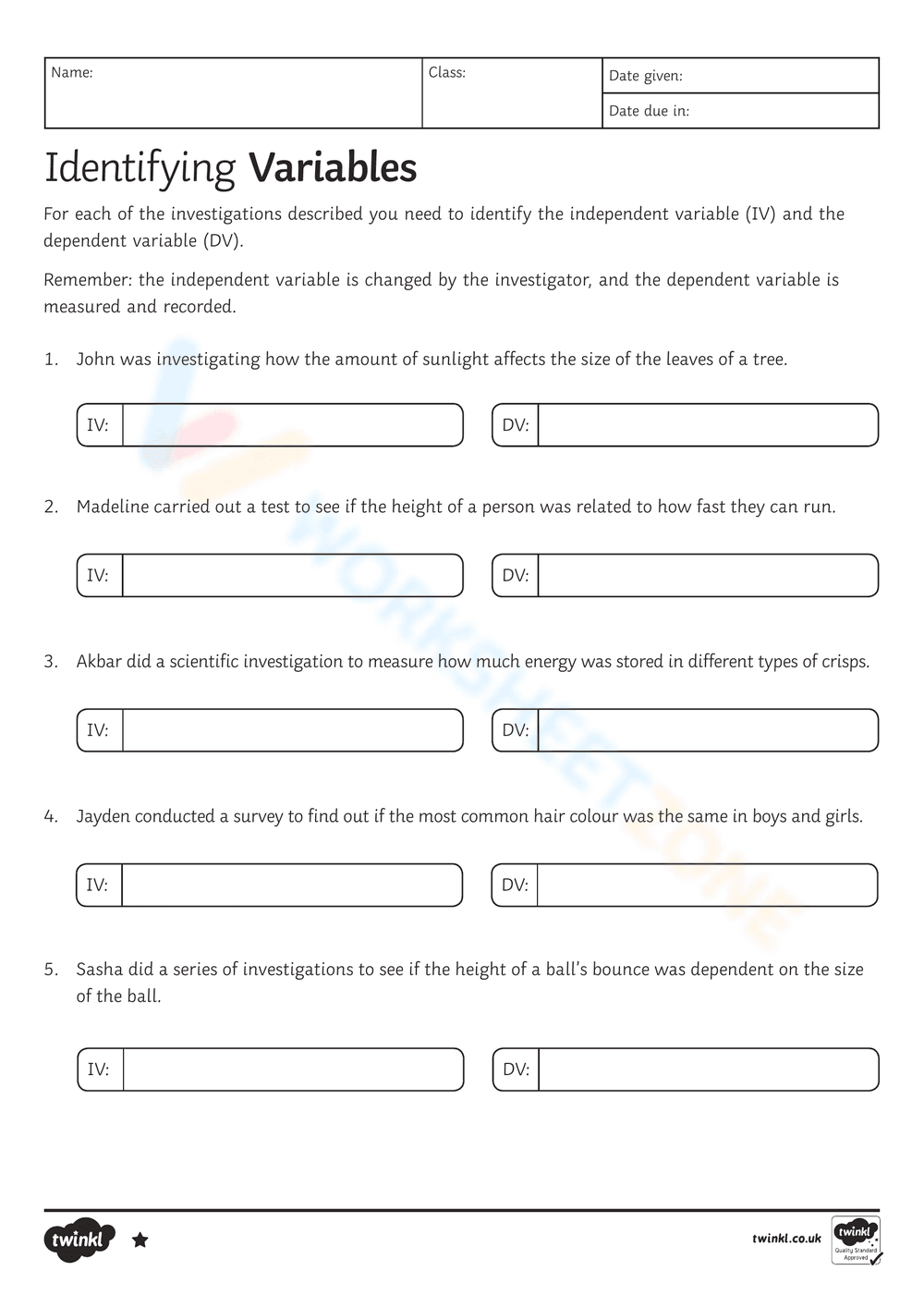 Identifying Independent and Dependent Variables - Page 1