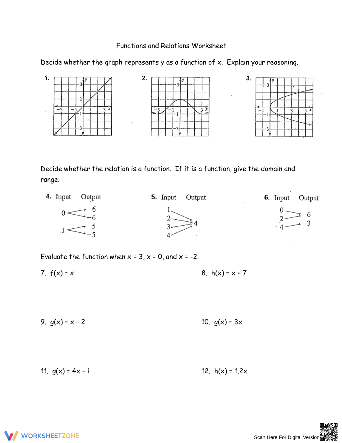 Explore Functions and Relations with this Worksheet - Page 1