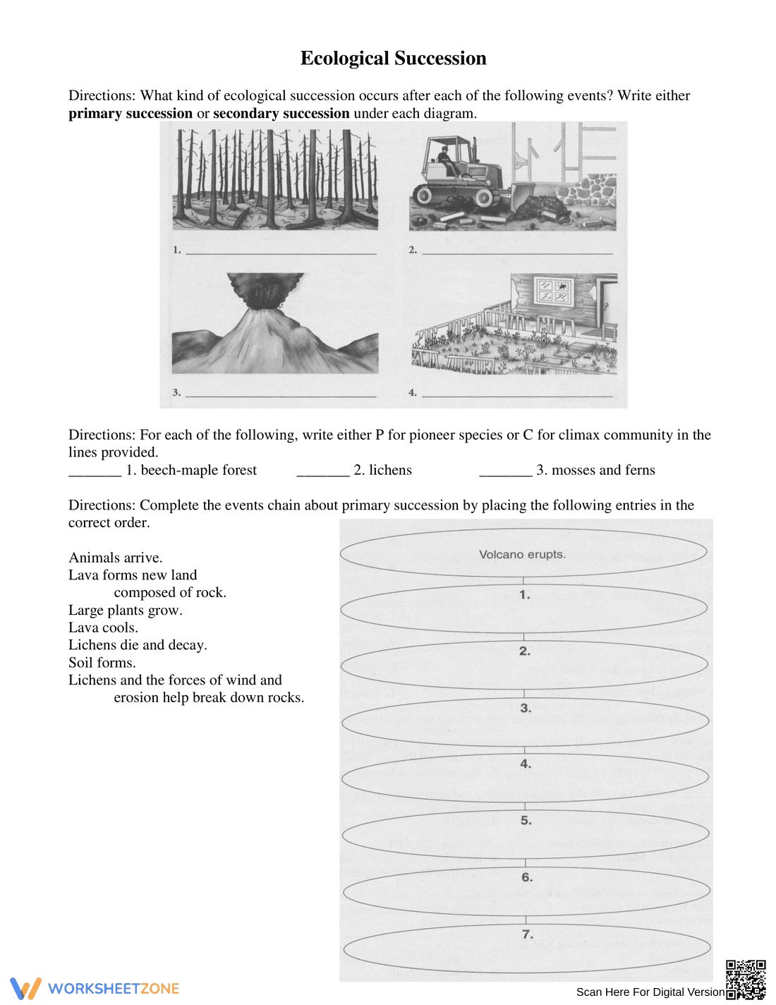 Ecological Succession Worksheet - Page 1