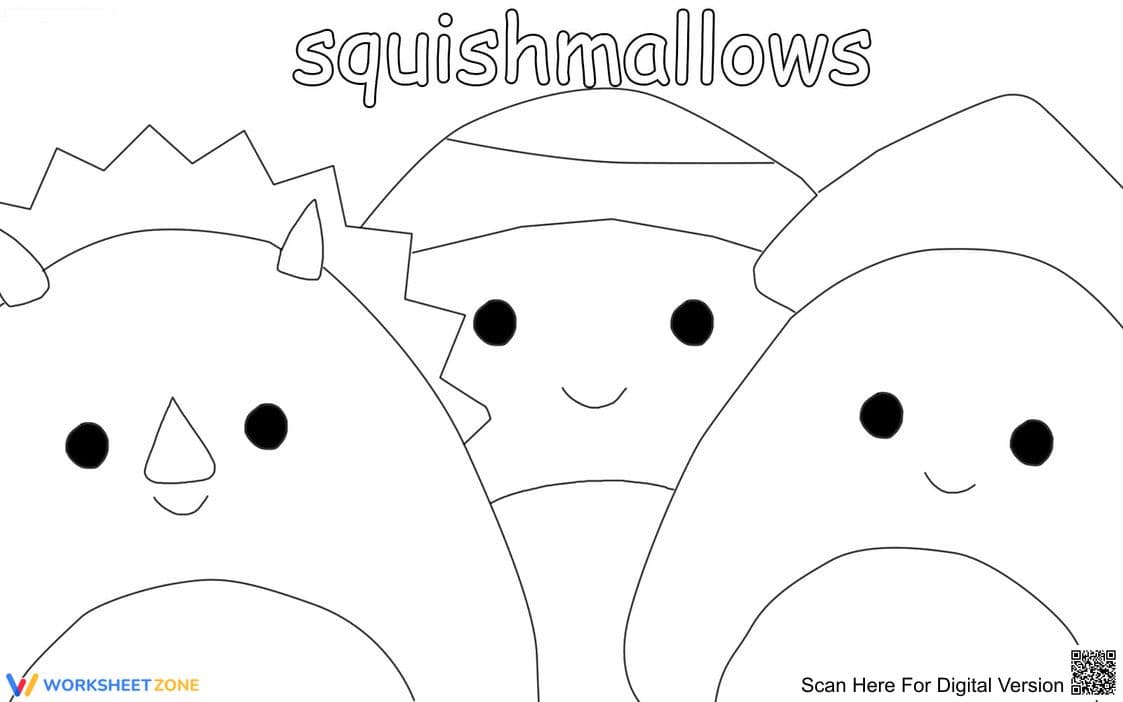 Printable Squishmallows Characters Coloring Page | K-5 - Page 1