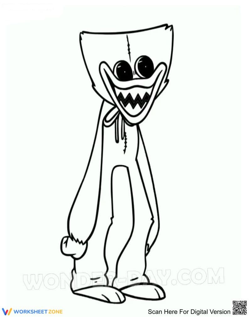 Huggy Wuggy Coloring Page | Printable Grade 3-4 Art - Page 1