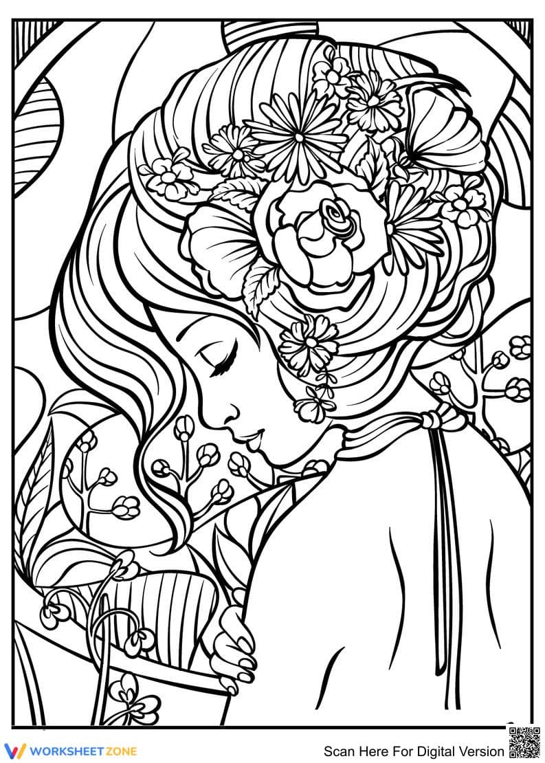 Girl with Flower Illustration - Page 1
