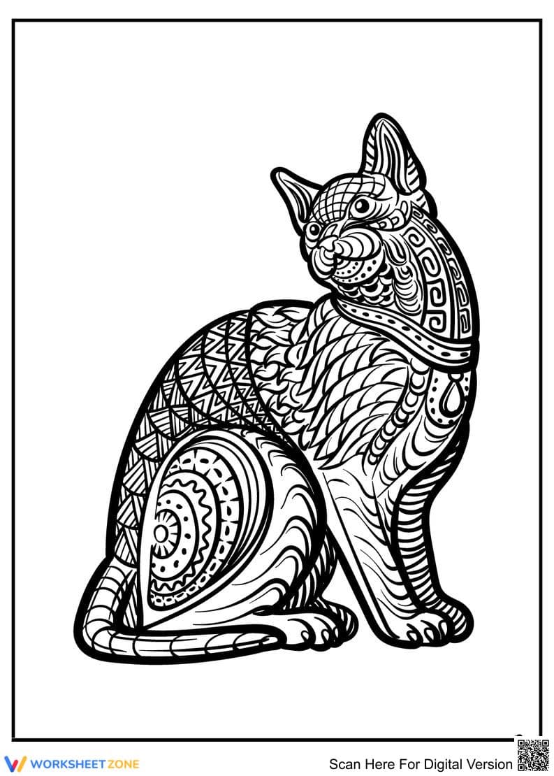 Adorable Cat Coloring Page | Essential Grade 10-12 - Page 1