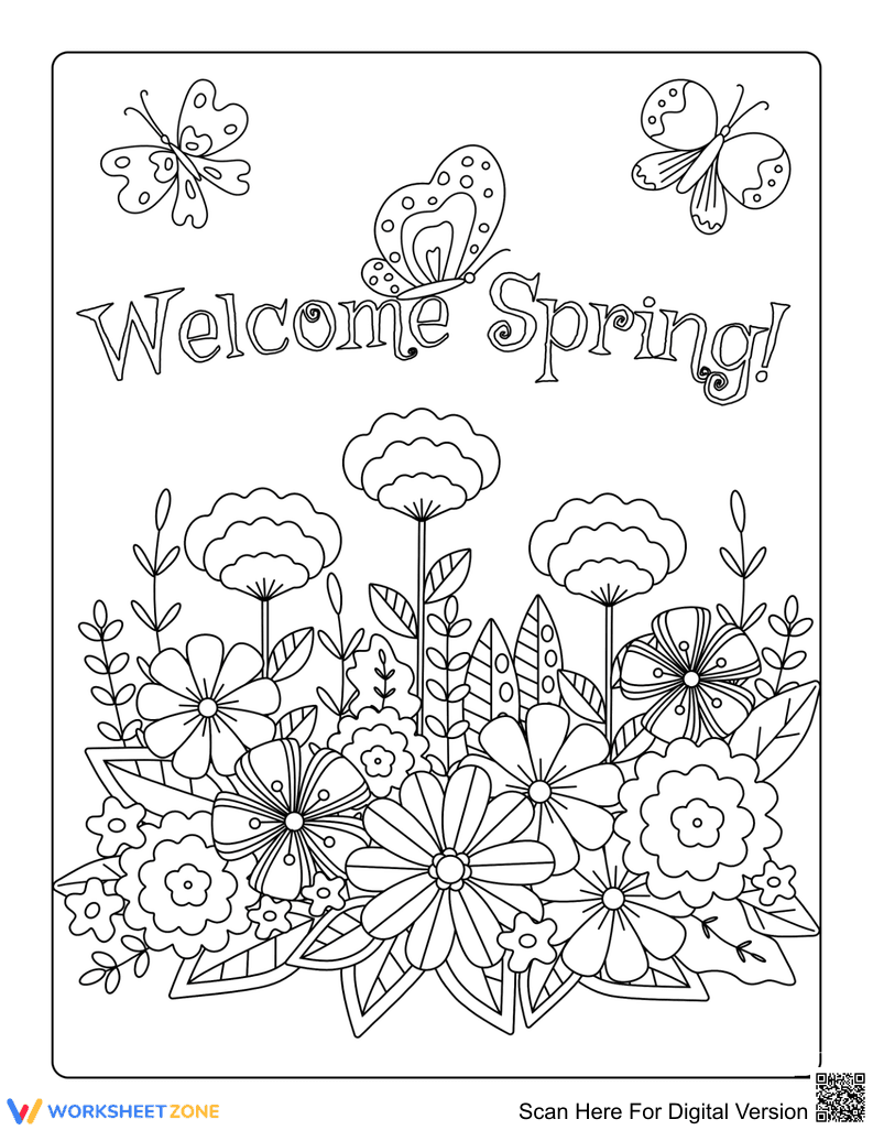 Butterflies and Flower Printable Coloring Page | Grade 10+ - Page 1