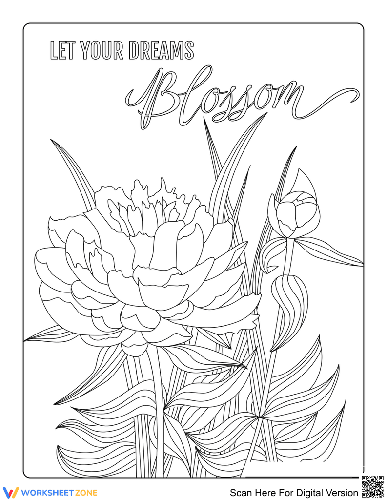 Detailed Peony Coloring Page | Essential Adult Art - Page 1