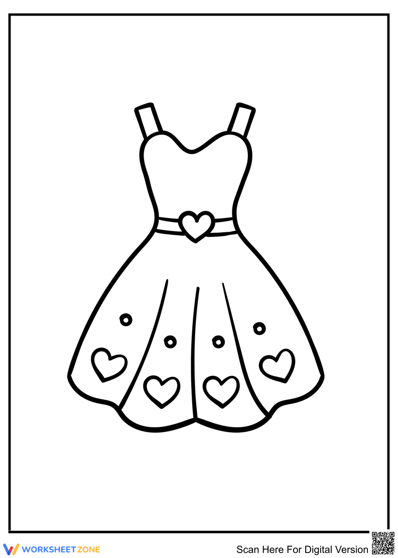 Gorgeous Dress Coloring Page | Essential Kindergarten Art - Page 1