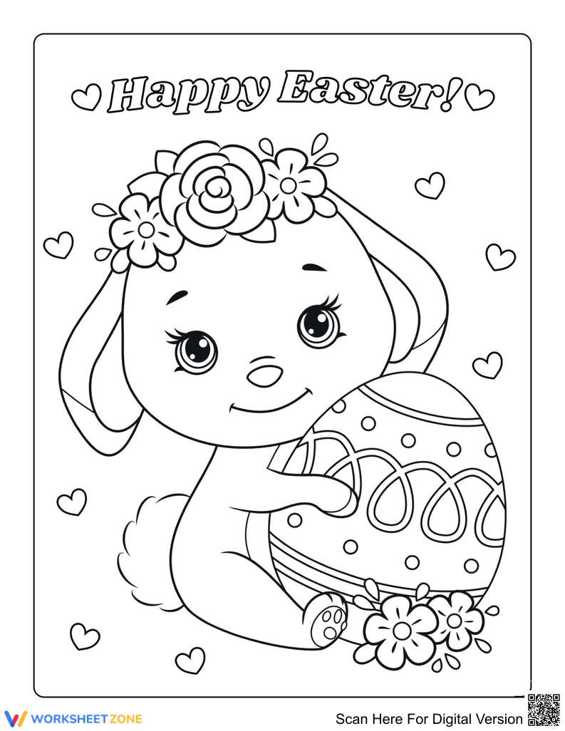 Easter Bunny with Egg Coloring Page | Essential Printable - Page 1