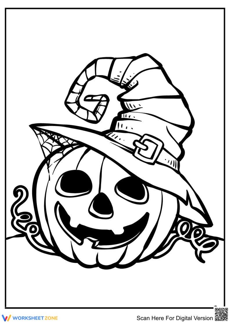 Printable Spooky Jack-o-lantern Coloring Page | Grade K-5 - Page 1
