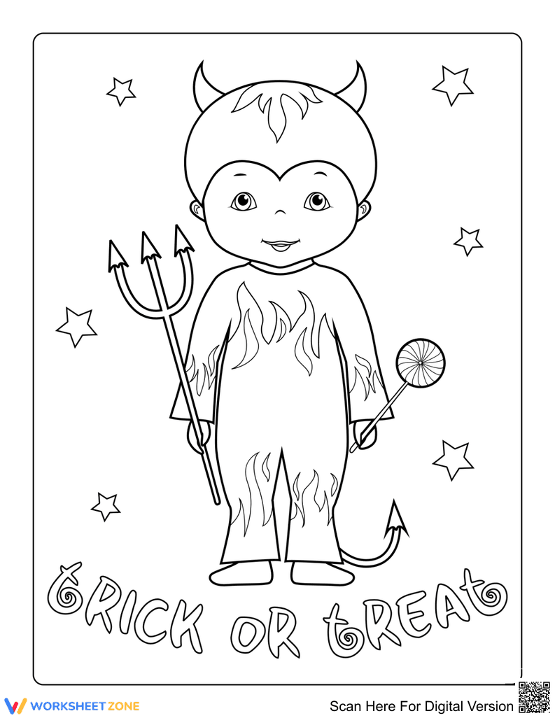 Devil Costume Coloring Page | Essential Halloween Printable - Page 1